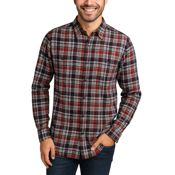 Alesbury Long Sleeve Flannel Button Up Shirt Red Gray Plaid NWT Men Size Medium - Picture 1 of 8